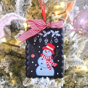 Adorable Christmas Snowman Ornament Red, White and Black